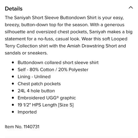 UGG Saniyah SS Button-down Shirt - Picture 2 of 5